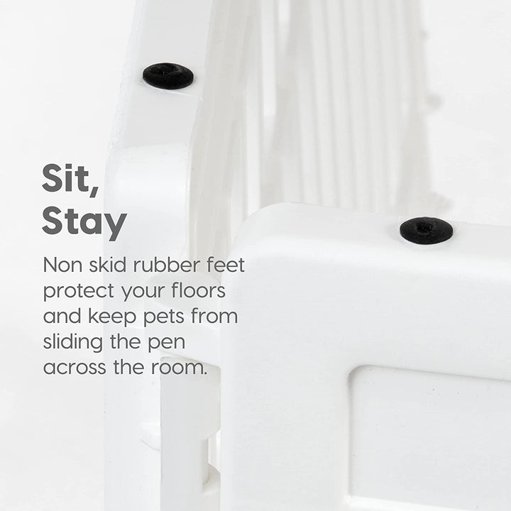 IRIS USA 24" 4-Panel Dog Playpen with Door, 35 X 35 X 24, Puppy Playpen, Dog Play Pen Indoors, Pet Fence, Puppies/Small Dogs, White