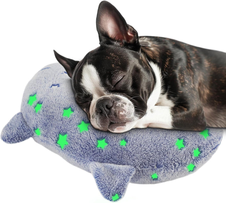 Dog Calming Pillow Glow in the Dark, Soft U-Shaped Pet Pillows for Dogs & Cats, Machine Washable, Dog Neck Pillow, Joint Relief, Better Sleep (Medium, Gray)