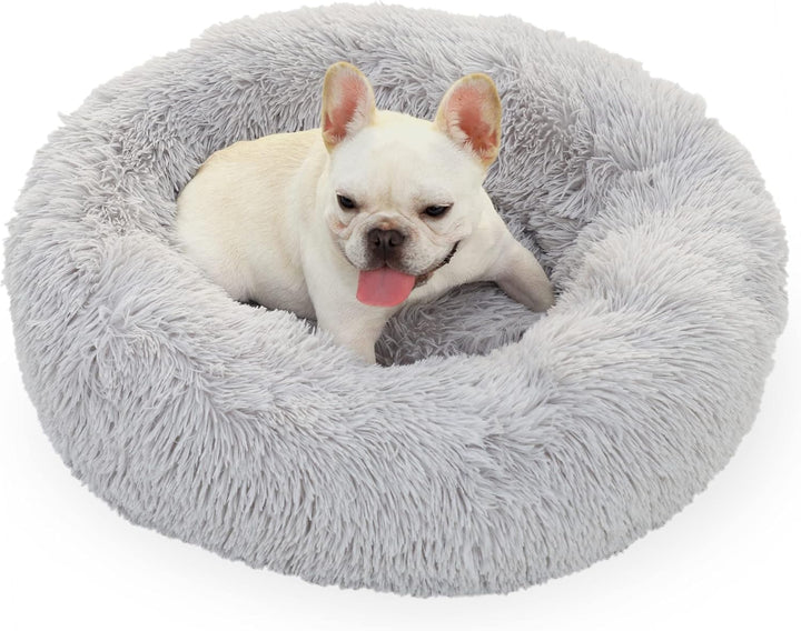 Small Calming Dogs Bed for Small Dogs Anti-Anxiety Machine Washable Fluffy Luxury Anti-Slip Waterproof Mute Base Warming Cozy Soft Pet Puppy round Bed