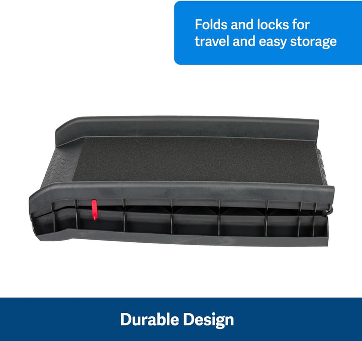 Happy Ride Folding Dog Ramp - SUV Compatible Lightweight Pet Ramp with High Traction Walking Surface - Joint Strain Protection - Secure Foldable Design for Compact Storage