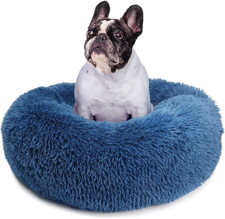 Small Calming Dogs Bed for Small Dogs Anti-Anxiety Machine Washable Fluffy Luxury Anti-Slip Waterproof Mute Base Warming Cozy Soft Pet Puppy round Bed