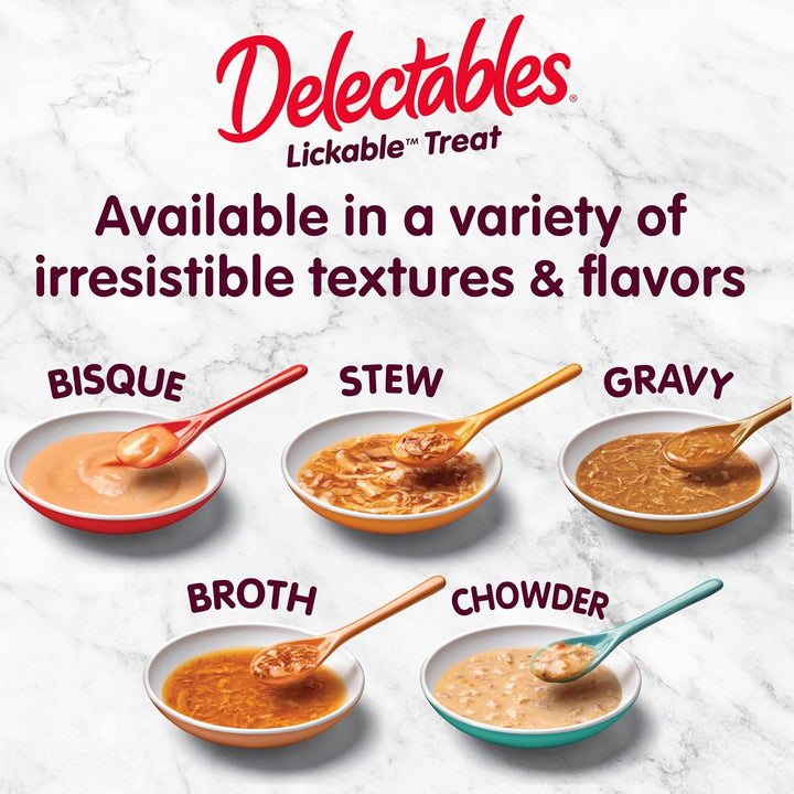 New! Delectables Lickable Treat Gravy Variety Wet Cat Treat & Food Topper, Food Topper, Hydrating, Grain-Free, No Fillers, No By-Products, No Added Preservatives, 1.4Oz Pouch, 30 Pack