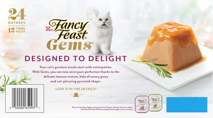 Gems Pate Cat Food Mousse and a Halo of Savory Gravy Wet Cat Food Variety Pack - (Pack of 12) 4 Oz. Boxes