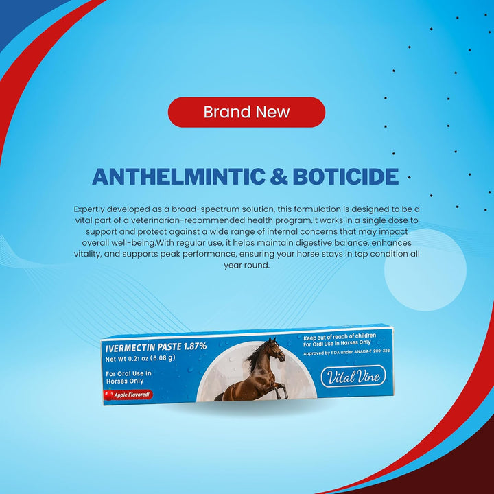 Ivermectin Paste 1.87% Apple Flavored – 6.08G – Horse Use Only Max 1250 Lb (1 Pack)