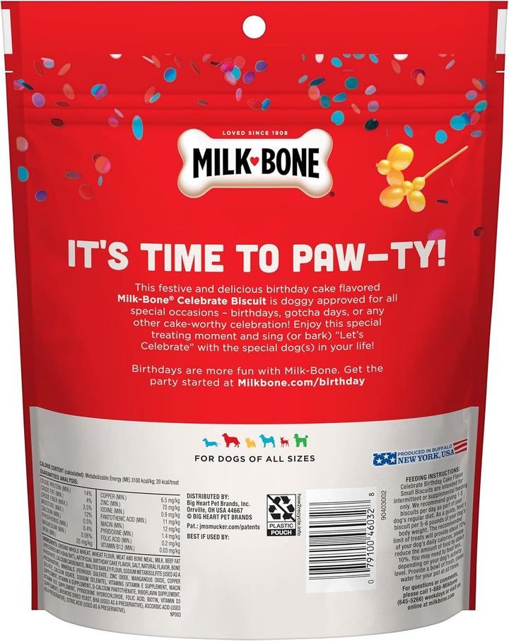 Celebrate Birthday Cake Artificially Flavored Biscuits, Small Dog Treats, 8 Oz. Bag