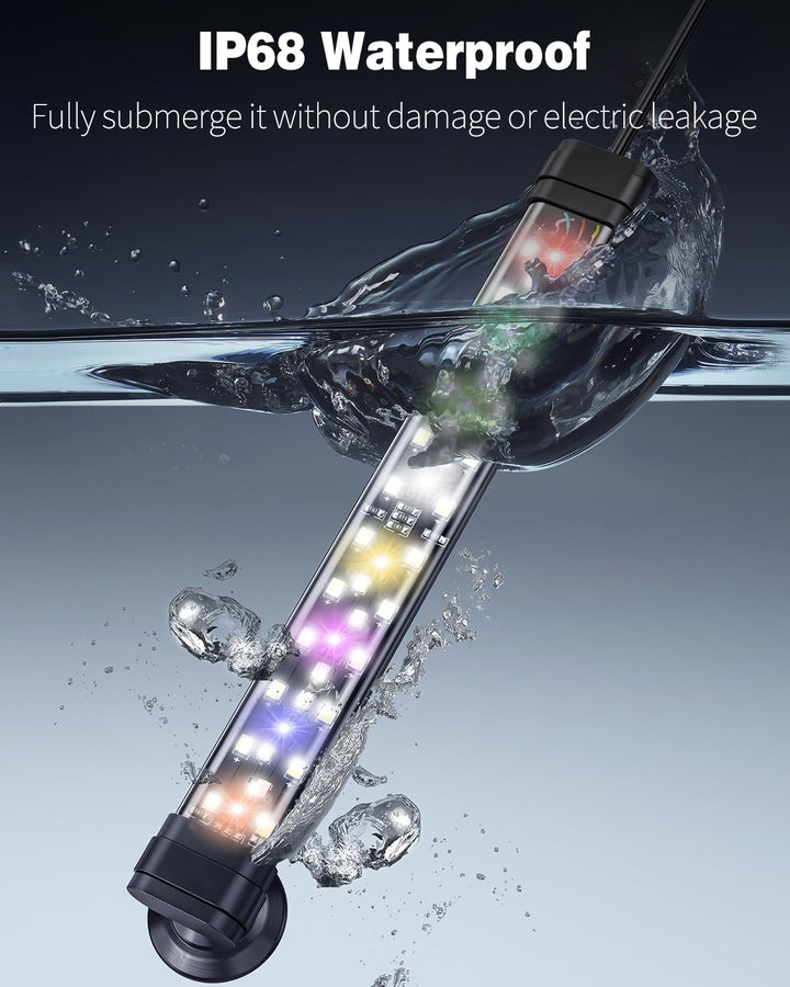 5 W Aquarium LED Light 8 Inch 24/7 Fish Tank Light with Full Spectrum Brilliant White Blue Red Green Lights Multi-Colored Leds with D/N Mode Single Color Effects Timer and Adjustable Brightness