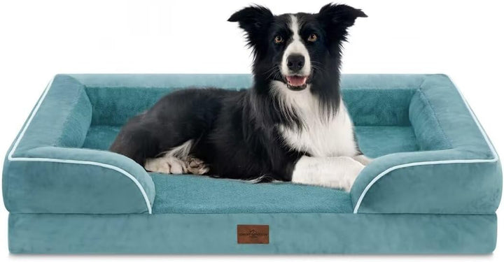 Orthopedic Dog Bed for Extra Large Dogs 42X30 Inch, Waterproof Supportive Egg Crate Foam XL Pet Bed with Removable Bolsters, Dog Couch with Washable Cover & Non-Slip Bottom, Grey