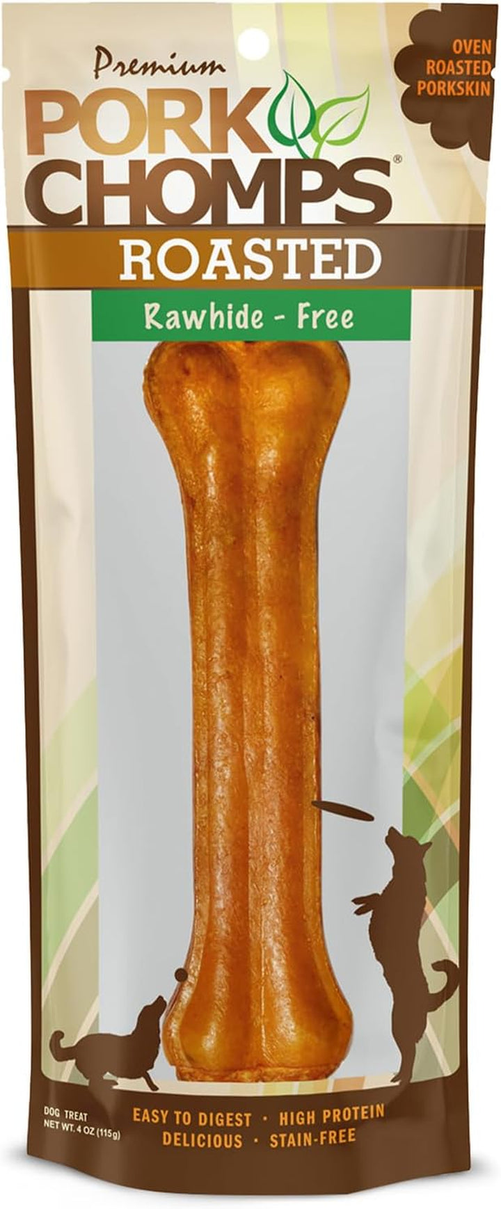 Roasted Pressed Pork Skin Dog Chews, 4.5-Inch Bone, 2 Count