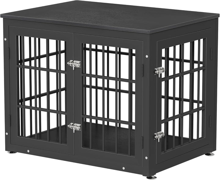 48 Inch Rustic Heavy Duty Dog Crate Furniture for Extra Large Dogs, Decorative Pet House End Table, Wooden Cage Kennel Furniture Indoor, Black and Brown
