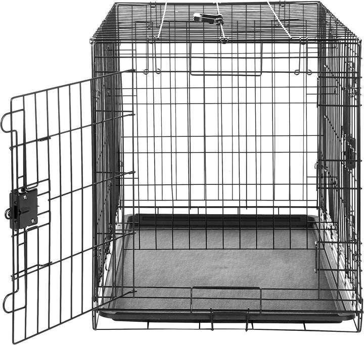 Durable, Foldable Metal Wire Dog Crate with Tray, Double Door, 36 X 23 X 25 In, Black