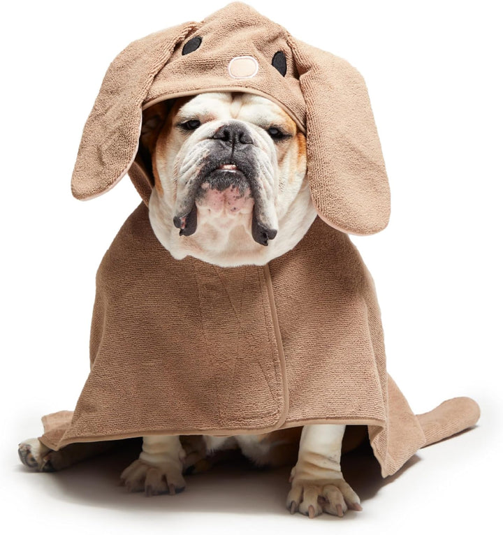 Dog Bathrobe Fast Drying with Hook and Loop Closure & Wrap Tie Snuggle, Cute Dogs Clothes, Easy to Clean, Machine Washable, Dog Coats and Tumble Dry Low - Lion, Small