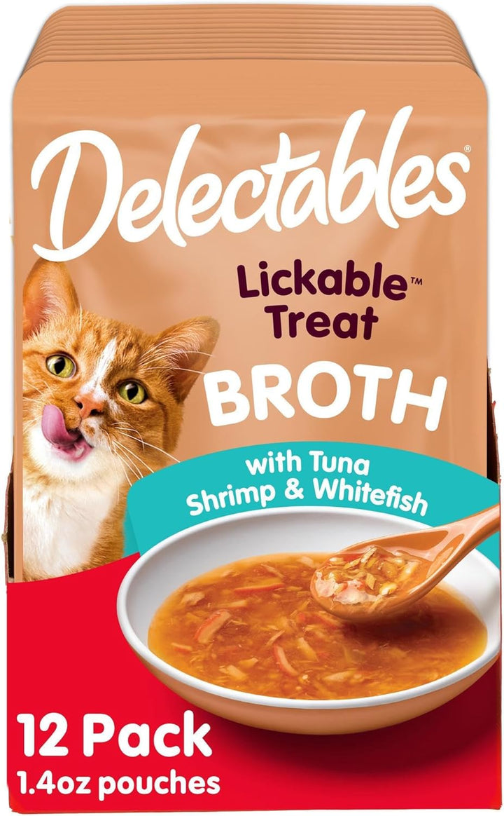 Delectables Savory Broths Lickable Wet Cat Treat Variety Pack, 12Count(Pack of 1)