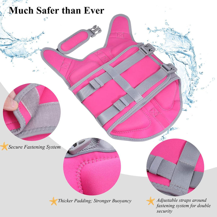 High Buoyancy Dog Life Vest, Swimming Vest with Handle, Dog Life Jacket for Swimming & Boating, Buoyancy for Puppy Doggy, S, Pink
