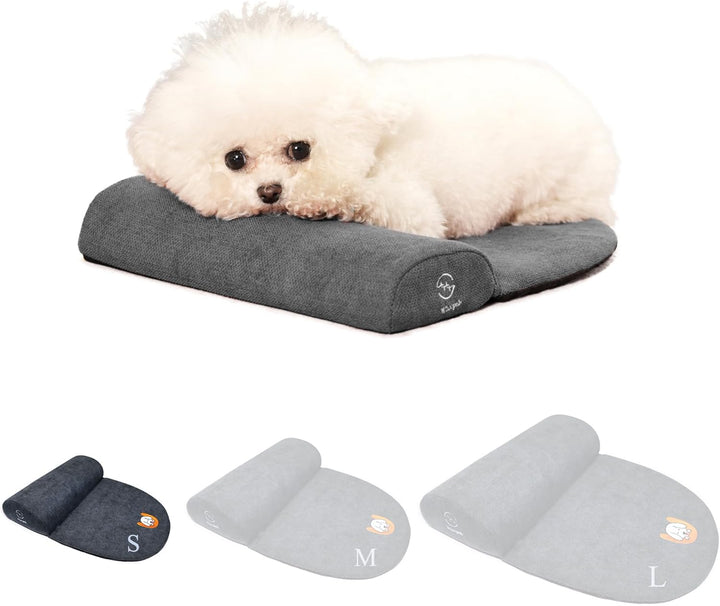 Dog Bolster Pillow for Large Dogs, Benefit for Cervical Vertebra and Neck, Easy to Carry When Traveling, with High Resilience Foam, Machine Washable Cover＆Easy to Clean (Dark Gray, Large)