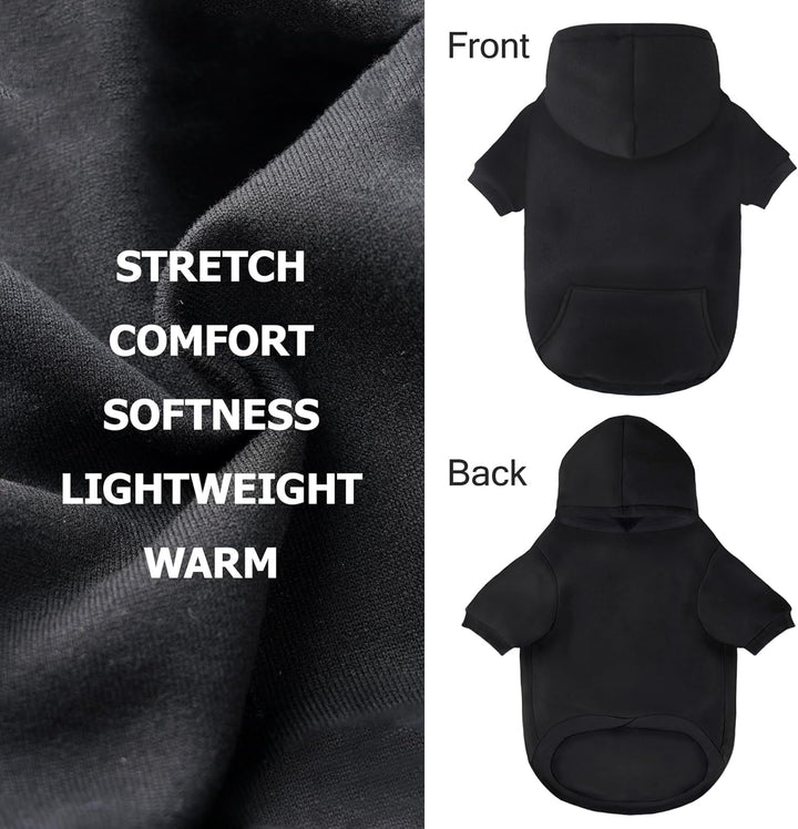 Dog Basic Hoodie Ultra-Soft Dog Clothes Cold Weather Sweaters for Medium Large Dogs Breathable Cozy Fabric Pet Coat Warm Stylish Sweatshirt with Leash Hole Pocket Dogs Jacket for Cats Boys Girls