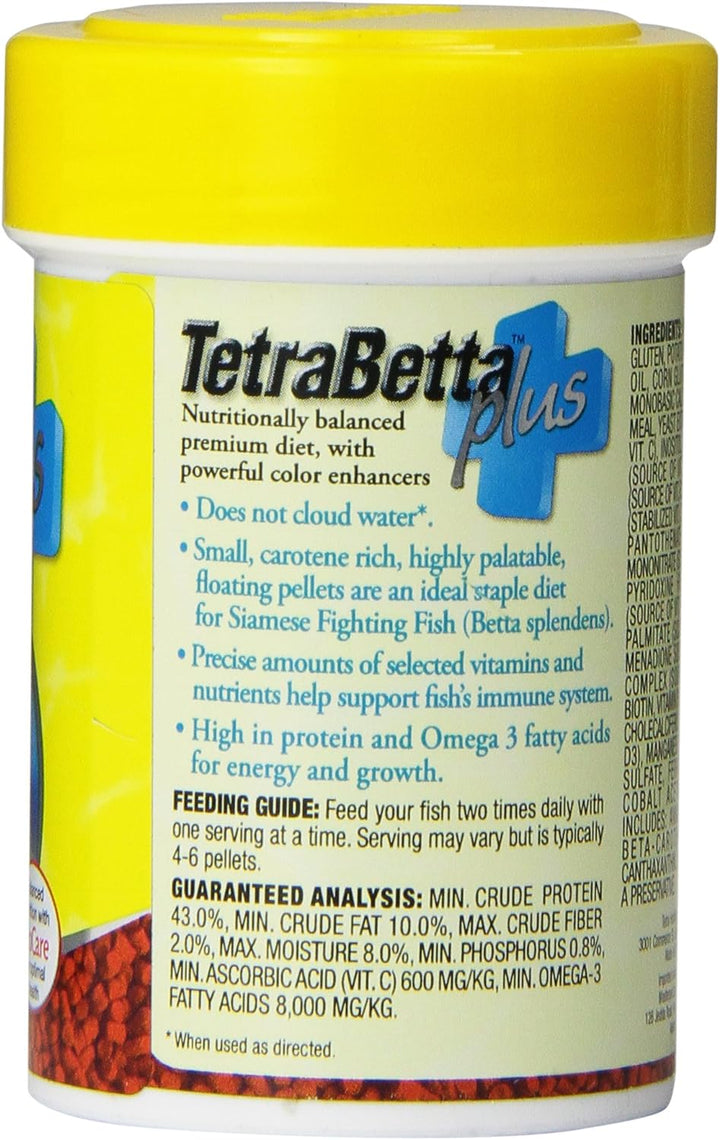 betta plus Floating Mini Pellets, Fish Food with Natural Color Enhancer, 1.2 Ounces