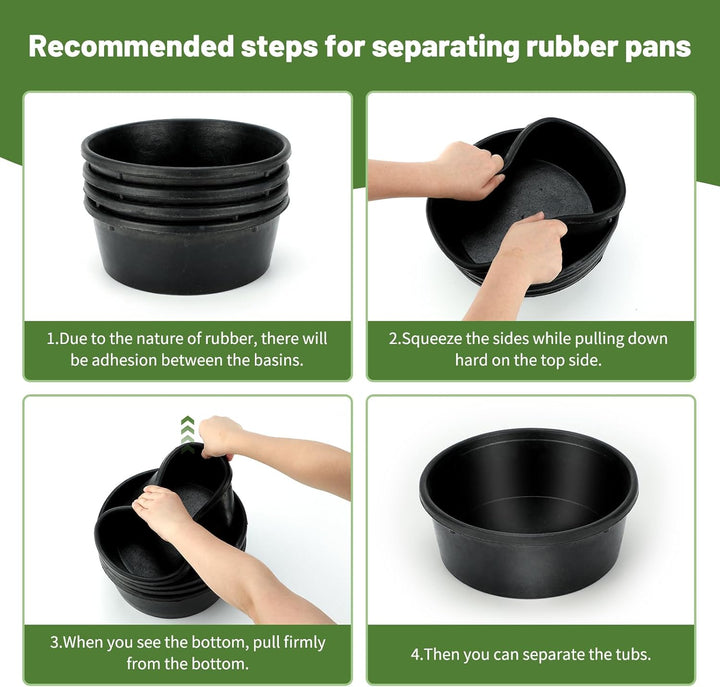 4Pcs Rubber Feed Pan, 1 Gallon Horse Feed Bucket Utility Feed Bucket, 10.6 X 4.1Inches Rubber Bowl Chicken Dust Bath Livestock Water Bowl for Pig Goat Chicken Dogs Farm Small Animal