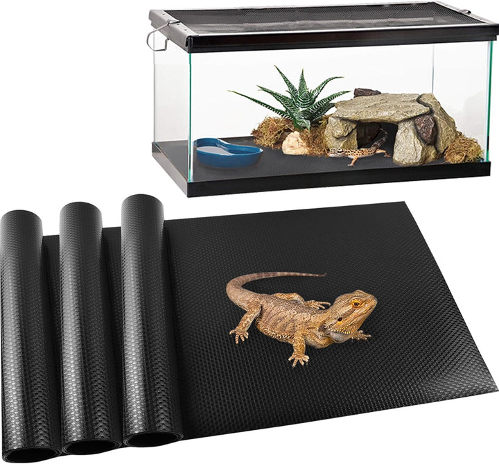 Reptile Carpet,Bearded Dragon Tank Accessories,Reptile Mat, Leopard Gecko Substrate,Bearded Dragon Tank Flooring,Snake, Tortoise Bedding(18" X 79 ", 1 PCS Black Thicker Mat)