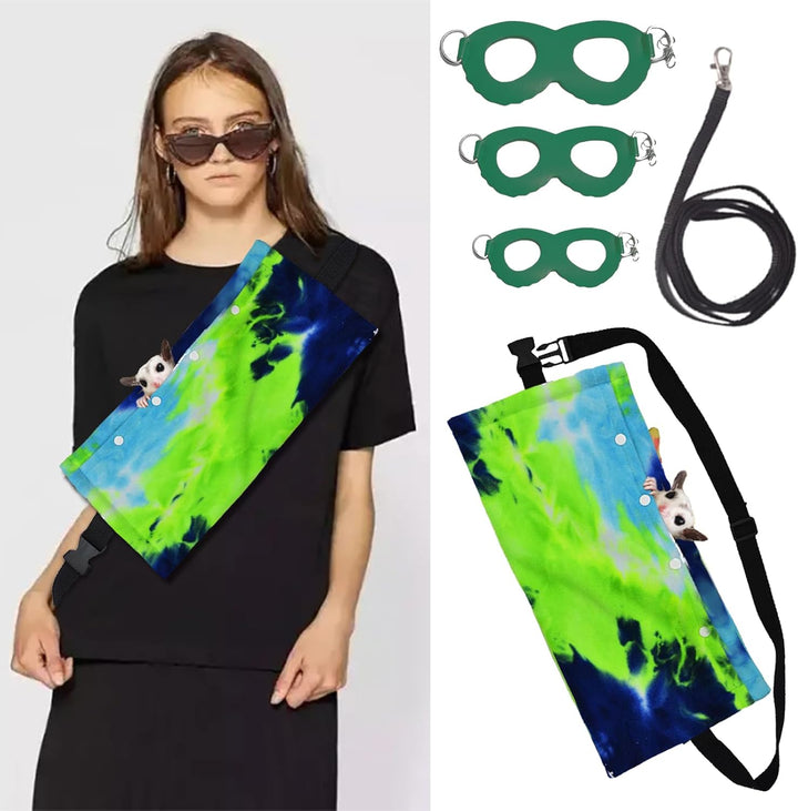 Sugar Glider Harness & Leash Set - Escape-Proof 3-Piece Adjustable Vest for Squirrels Rats Mice Mouse & Small Animals - Hamster Gerbil Walking Gear, Pet Toy Accessories, Black