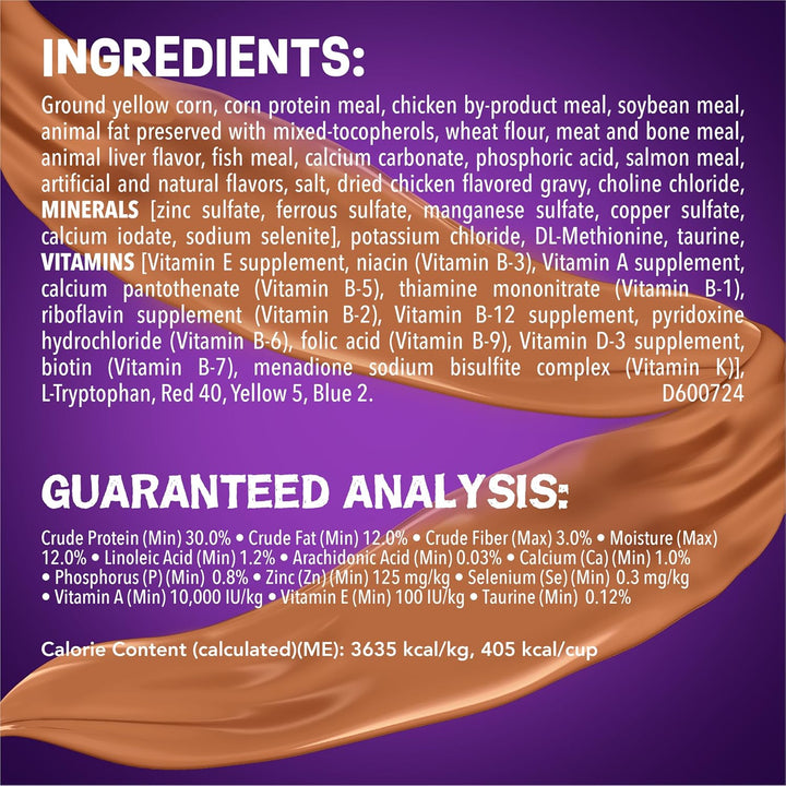 Purina  Dry Cat Food Gravy Swirl'D with Flavors of Chicken, Salmon and Gravy - 22 Lb. Bag