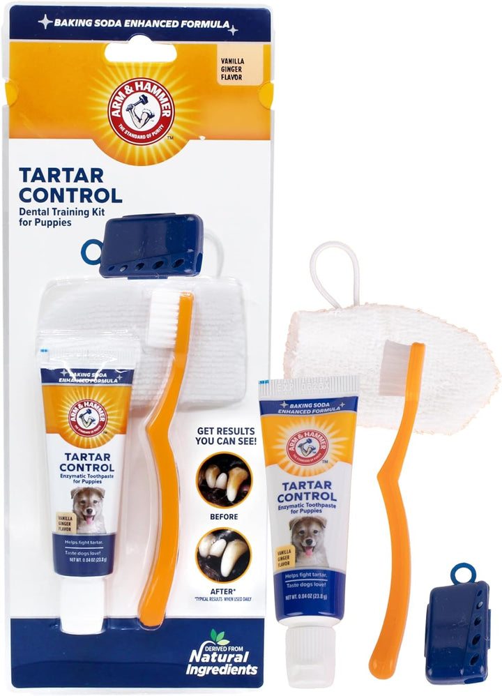 for Pets Tartar Control Kit for Dogs | Contains Toothpaste, Toothbrush & Fingerbrush | Reduces Plaque & Tartar Buildup | Safe for Puppies, 3-Piece , Beef Flavor