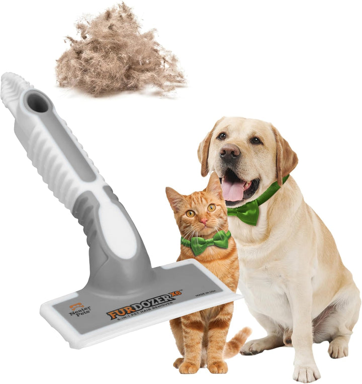 Furdozer Pet Hair Remover & Auto Detailing Tools - Cat & Dog Hair Remover for Carpets, Car Interiors, Couches, Bedding, & Pet Furniture (Gray, X3 PRO - 5" Long)