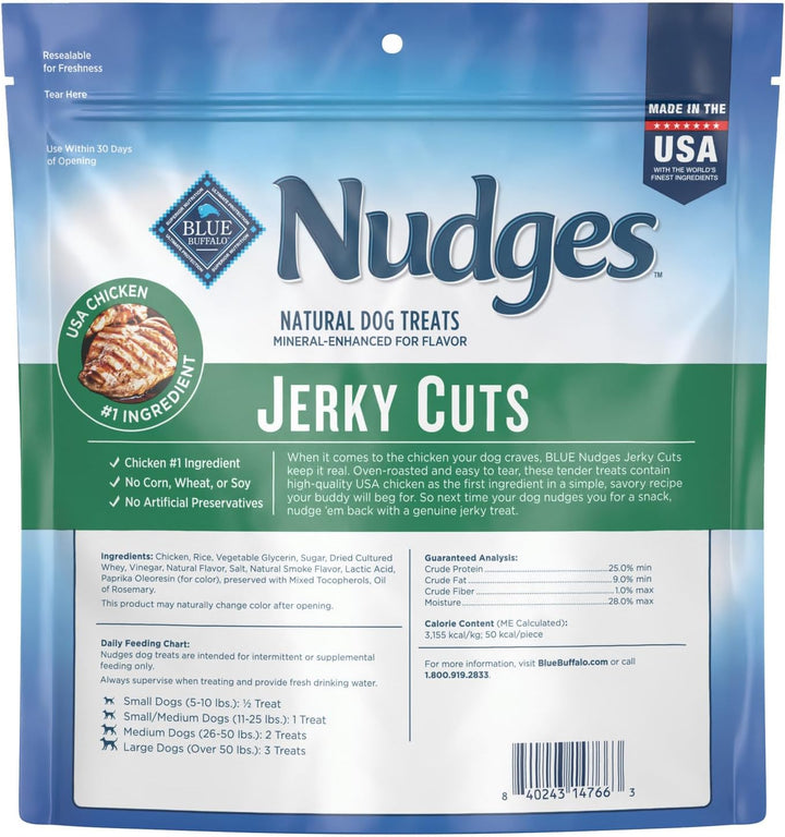 Nudges Jerky Bites Dog Treats, Made in the USA with Natural Ingredients, Bite-Sized Pieces, Chicken, 16-Oz Bag