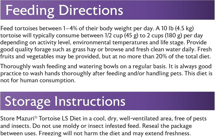 Low Starch Tortoise Diet, for African Spurred/Sulcata, Desert, Egyptian, Galapagos, Gopher, Greek, Leopard, Pancake, Radiated or Yellow-Footed Tortoise, 12 Oz