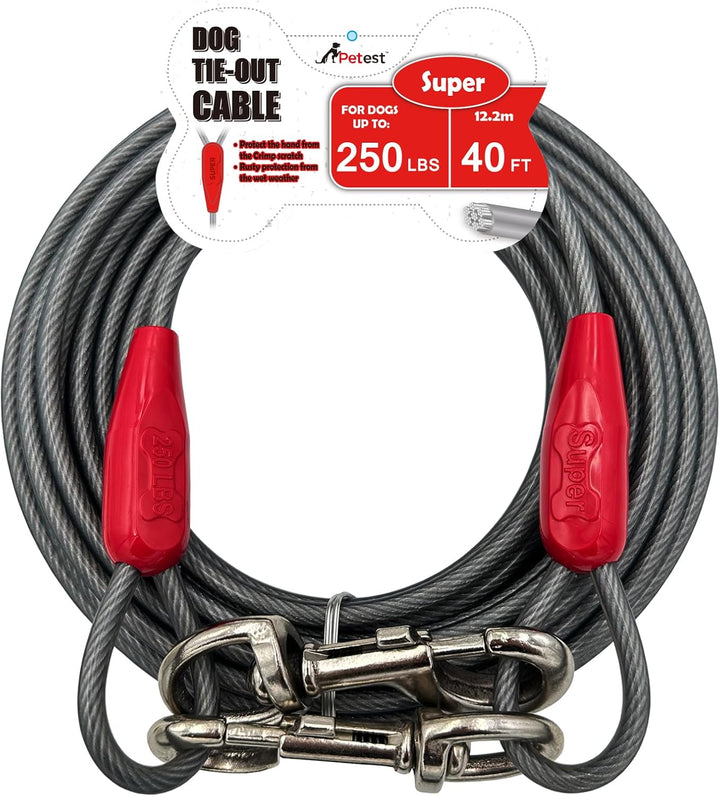 30Ft Reflective Tie-Out Cable for Heavy Dogs up to 125 Pounds