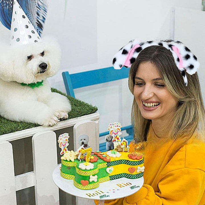 Dalmatian Ears Headband Dog Ears Headband for Women Costume Hair Accessories for Halloween Party Cosplay (Dalmatian Ears, One Size)