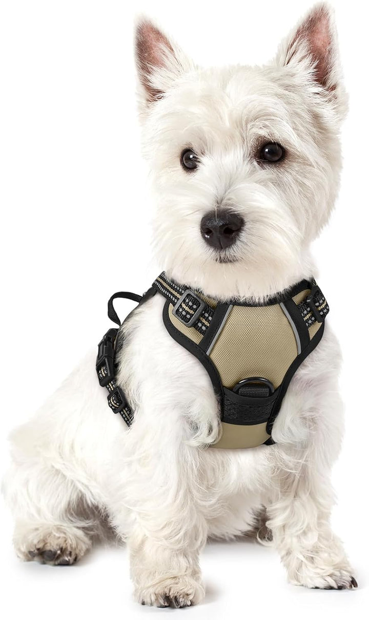 Dog Harness No Pull with 2 Leash Clips, Adjustable Soft Padded, Reflective Oxford No Choke Pet Vest with Easy Control Handle for Large Dogs, Black, L