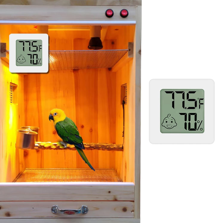 Bird Thermometer Hygrometer – Mini Digital Magnetic & Adhesive Pet Temperature and Humidity Sensor Gauge for Parrot Cages, Lizard Spider Snake Gecko Reptile Rearing Boxes