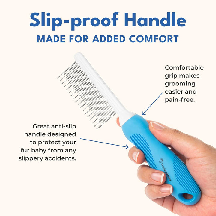 Grooming Comb for Long & Curly Hair in Dogs & Cats - Top Pet Detangler Brush - Removes & Prevents Matted Fur - Perfect for Goldendoodle, Poodle Mixes, and Cat Undercoat