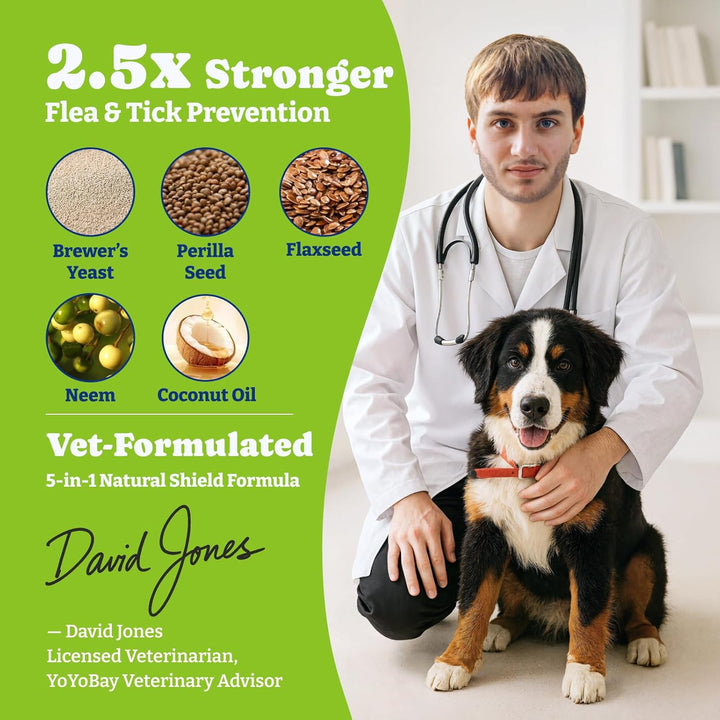 Flea and Tick Prevention for Dogs Chewable - 170 Soft Chews, Duck & Pear Flavor, Beef & Carrot Flavor