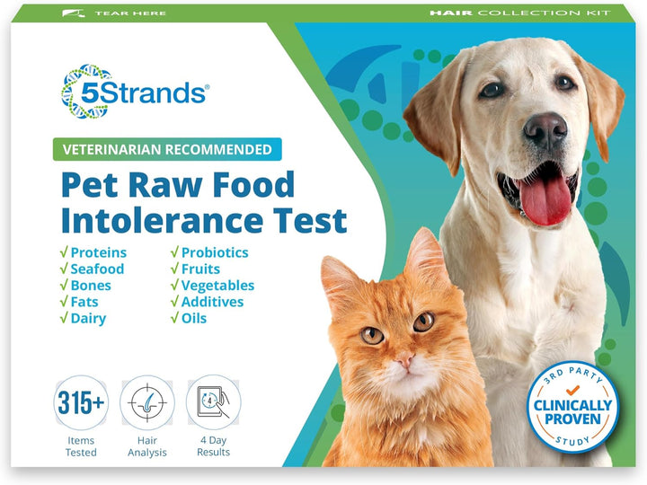 Pet Food Intolerance Test, at Home Sensitivity Test for Dogs & Cats, 575 Items Tested, Hair Analysis, Accurate for All Ages & Breeds, Pet Gut Health, Results in 4 Days