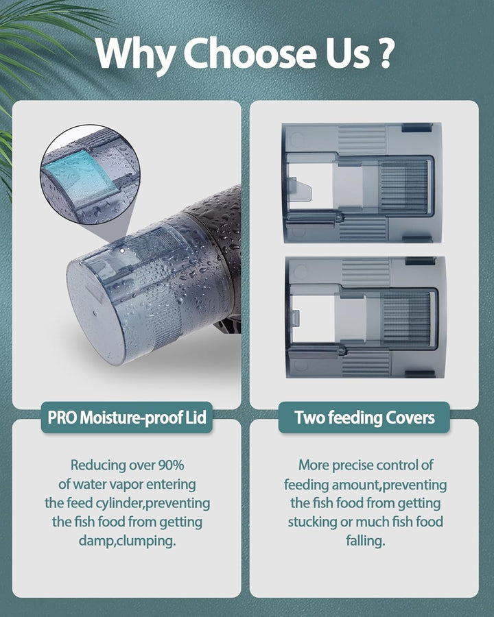 Automatic Fish Feeder Dispenser for Aquarium: 200Ml Large Capacity Auto Feeders for Small Tank Turtle Betta Koi - Battery Food Feeding Timer for Flakes Pellet Vacation Weekend Day