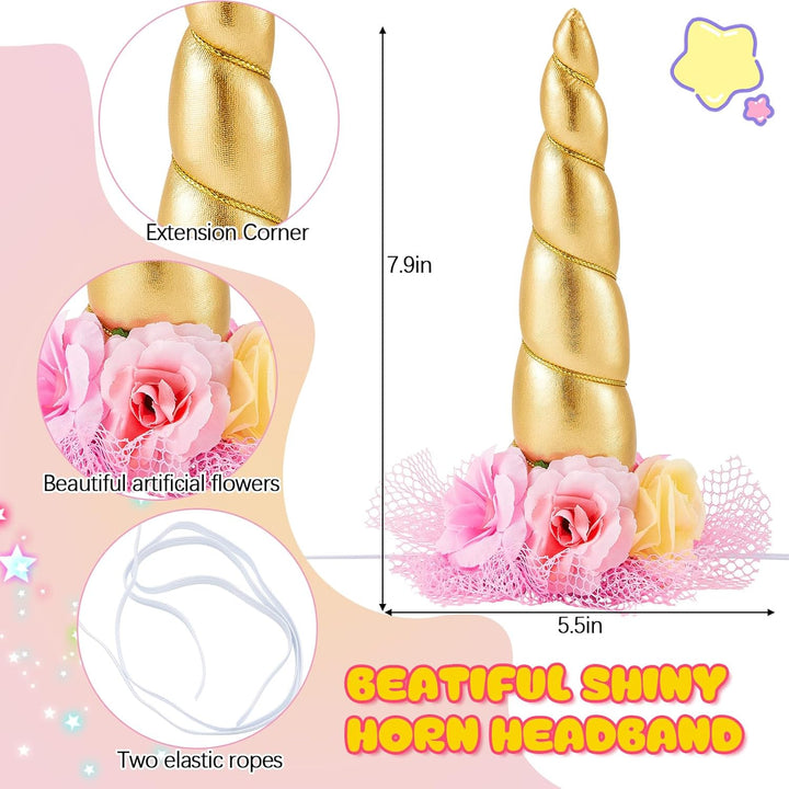 23 Pcs Horse Costume, Include 1 Unicorn Horn, 18 Clip in Hair Extensions, 4 Leg Wraps for Real Horses Western Party Bling Accessory