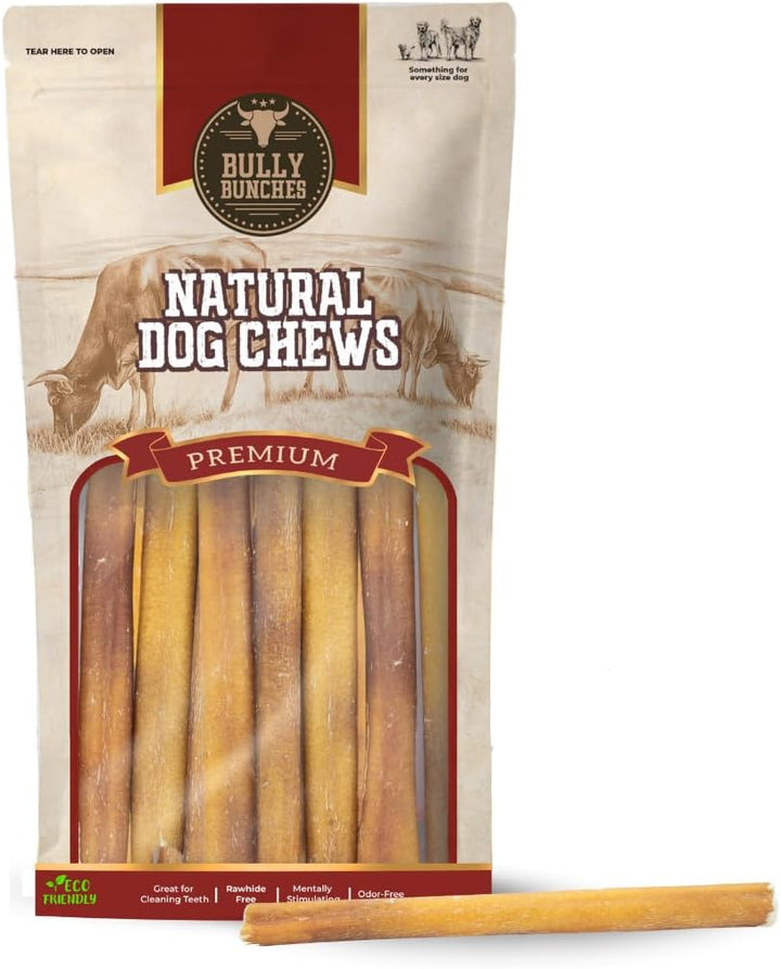 Premium 6 Inch Standard Odor-Free Bully Sticks for Small to Medium Dogs & Puppies - Long Lasting Chews for Oral Care - All Natural, 100% Beef Dog Treats, Rawhide Free (5 Pack)