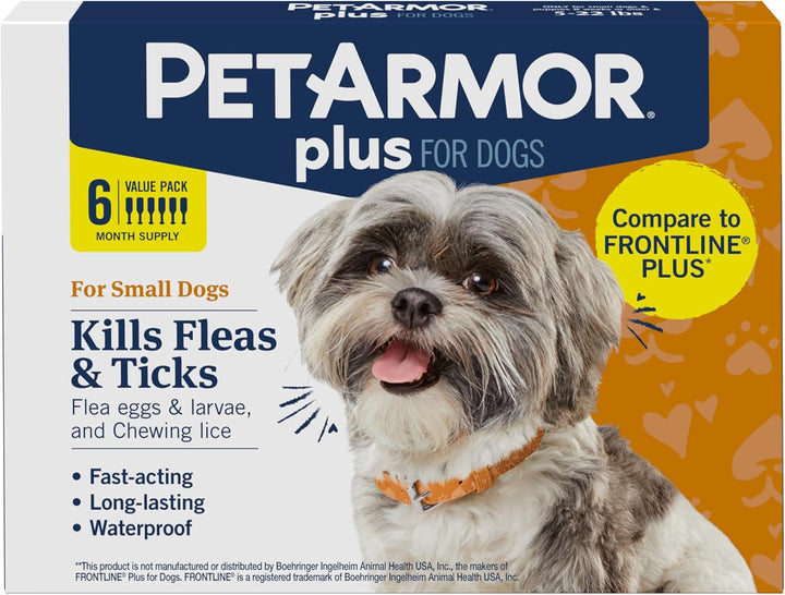 plus Flea and Tick Prevention for Dogs, Dog Flea and Tick Treatment, 6 Doses, Waterproof Topical, Fast Acting, Large Dogs Dogs (45-88 Lbs)