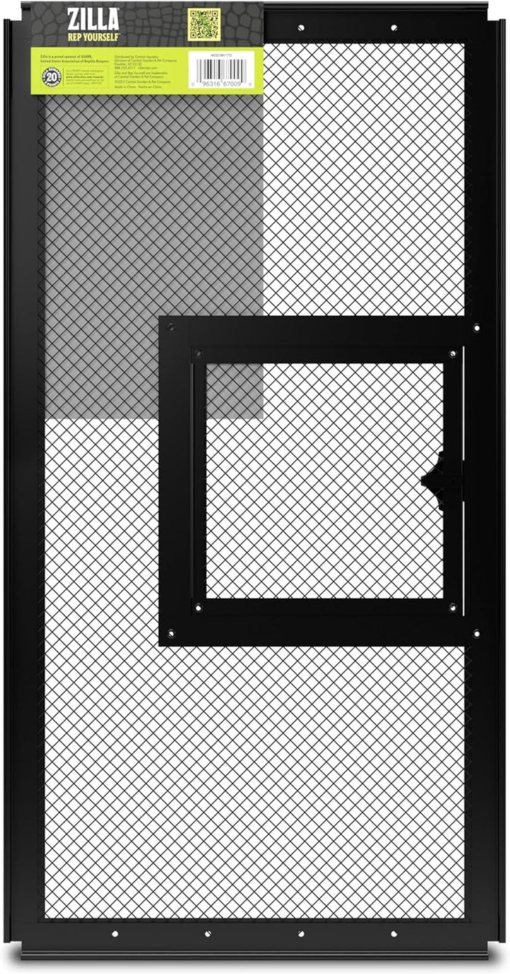 Pet Reptile Terrarium Fresh Air Screen Cover with Hinged Door 20" X 10"