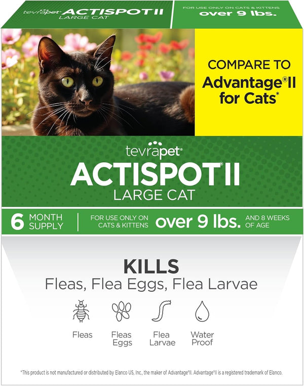 Actispot II Flea Treatment for Large Cats 9+ Lbs | 6 Doses | Powerful Prevention and Control