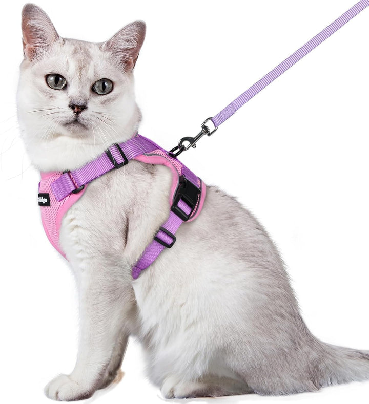 Cat Harness and Leash for Walking, Escape Proof Soft Adjustable Vest Harnesses for Cats, Easy Control Breathable Reflective Strips Jacket, Black, XS