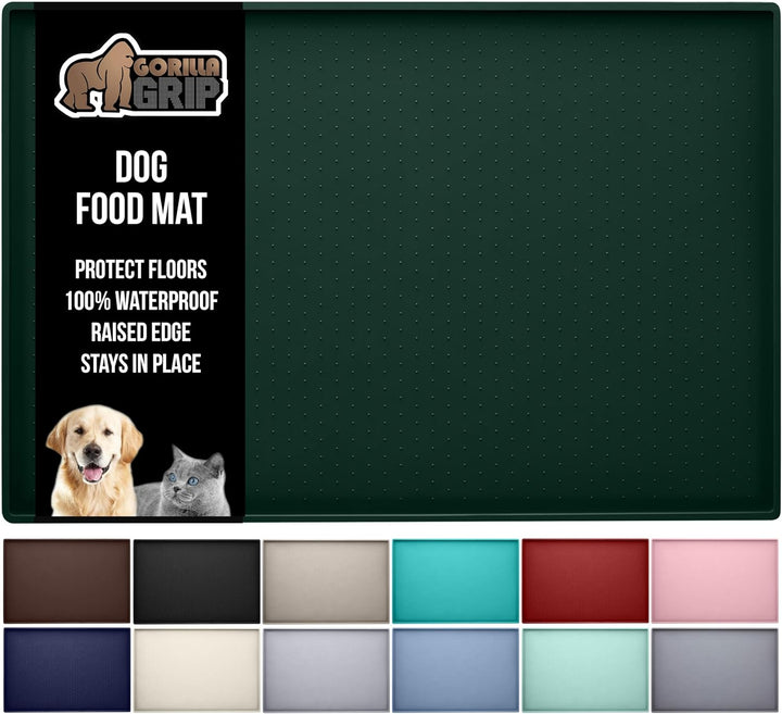 100% Waterproof Raised Edge BPA Free Silicone Pet Feeding Mat, Dog Cat Food Mats Contain Spills Protects Floors, Placemats for Cats and Dogs Water Bowl, Pets Accessories 18.5X11.5 Gray