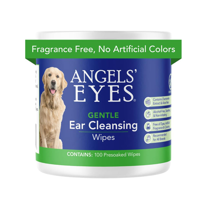 Gentle Tear Stain & Pet Eye Wipes for All Dogs & Cats Textured Grooming Wipes Remove Discharge & Mucus, Reduce Tear Stains, Hypoallergenic with Aloe & Chamomile, 100Ct