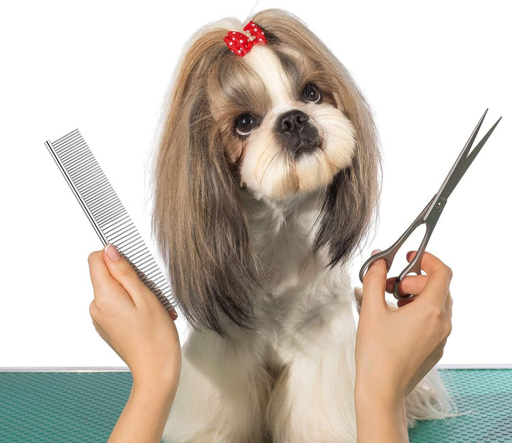 Dog Combs for Grooming, Metal Cat Comb for Removing Tangles and Knots, Professional Grooming Tool for Long Haired Dog, Cat and Other Pets