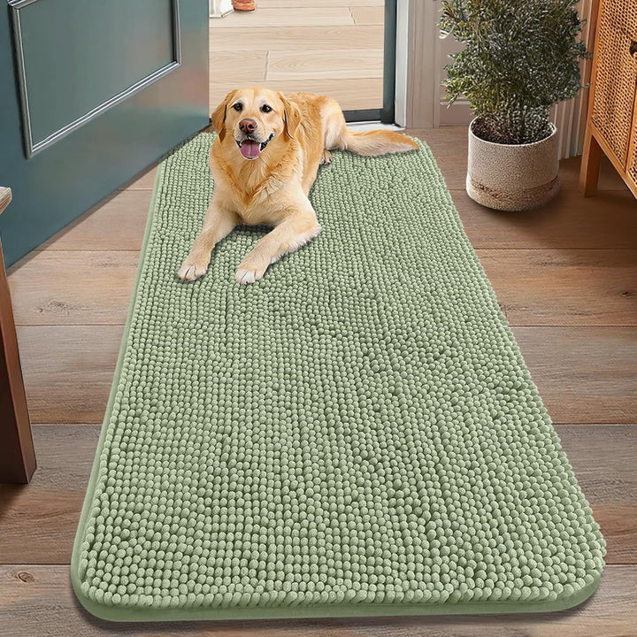 Dog Door Mat for Muddy Paws 30X20, Absorbs Moisture and Dirt Doormat, Non-Slip Washable Quick Dry Chenille Front Door Mat Indoor Entrance, Entryway Carpet for inside Floor, Grey