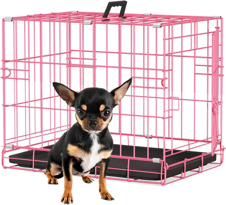 | Dog Crate | 18" | Black | Foldable Metal Kennel with Single Doors, Secure Slide-Bolt Latches, Leakproof Tray | Portable Dog Cage for Small Breeds | for Travel, Indoor & Outdoor Use