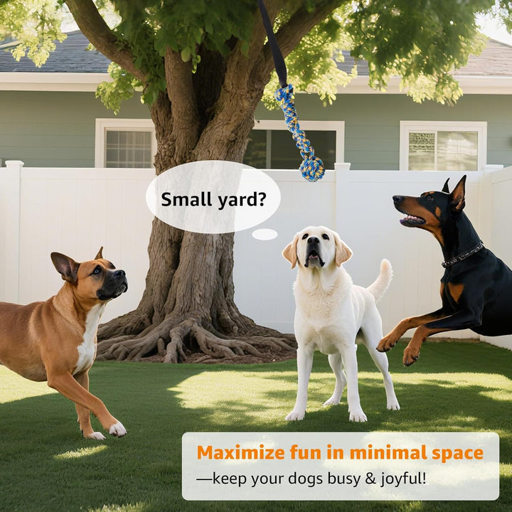 Outdoor Bungee Tug Toy, Dog Toy Hanging from Tree for Small to Large Dogs, Interactive Exercise Play Cord & Tether with Chew Rope Toy (Tree Stump Tug of War-Black)