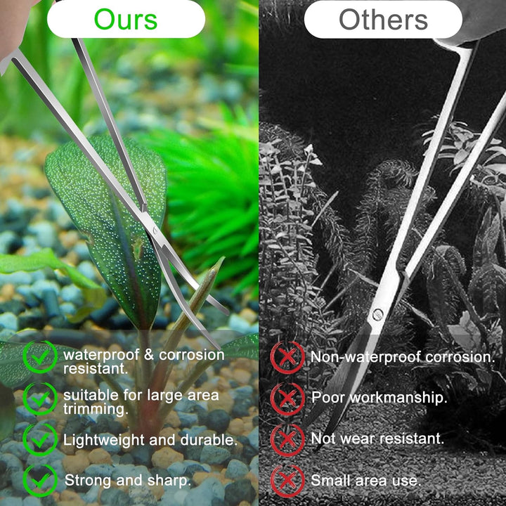 4Pcs Aquascaping Tools,  Aquascape Kit, Long and Strong Aquarium Tweezers, Scissors, Algae Scraper, Aquarium Plant Tools, Fish Tank Plant Trimming Kit
