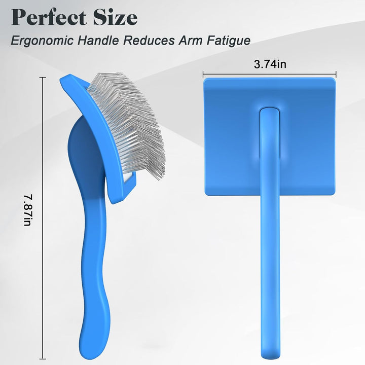 2PCS Slicker Brush for Dogs & Pet Comb,Professional Dog Grooming Brush (Goldendoodles,Poodles,Labradoodles) with Extra Long Pins to Effectively Remove Tangles, Knots and Mats (Blue Large)